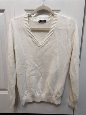 Brandy Melville Cotton V Neck Sweater White
